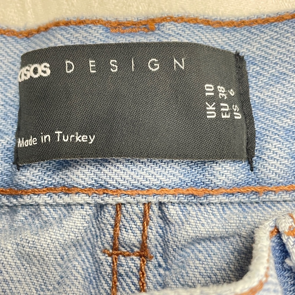 Asos Design Light Blue Denim Jean Button Front Mini Skirt - Picture 5 of 6